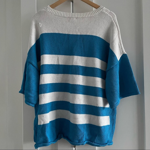 Blue & white stripe color block knit top - Picture 8 of 8